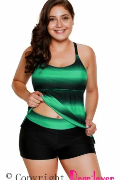 Outlet Dear-Lover ish Strappy Hollow-out Back Tankini Green