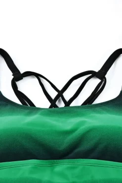 Outlet Dear-Lover ish Strappy Hollow-out Back Tankini Green