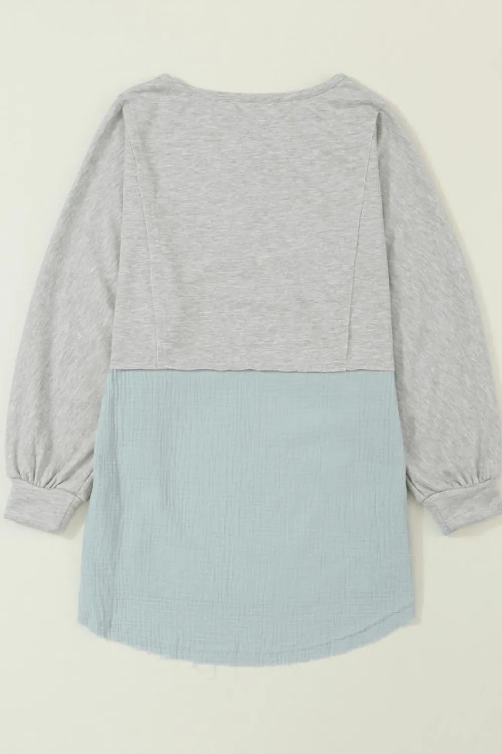 Outlet Dear-Lover Grey Crinkle Splicing Raw Hem High Low Oversized Blouse Medium Grey