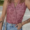 Hot Dear-Lover Floral Textured V Neck Wrapped Sleeveless Bodysuit Heather
