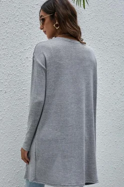 Sale Dear-Lover High Rise Solid Color Open Front Lightweight Cardigan High-rise