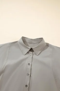 Sale Dear-Lover High Solid Color Balloon Sleeve Side Slits Loose Fit Shirt High-rise