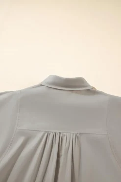 Sale Dear-Lover High Solid Color Balloon Sleeve Side Slits Loose Fit Shirt High-rise