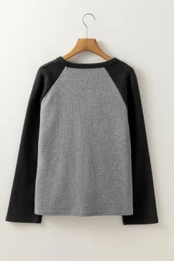 Discount Dear-Lover High Waffle Knit Colorblock Star Patch Graphic Raglan Top High-rise