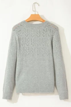 Clearance Dear-Lover Hollow Out Buttoned Knit Cardigan Green
