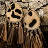 Fashion Dear-Lover Boho Leopard Print Tasseled Hook Earrings honey gold