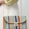 Fashion Dear-Lover Striped Crochet Flapped Single Shoulder Bag Iceland Blue