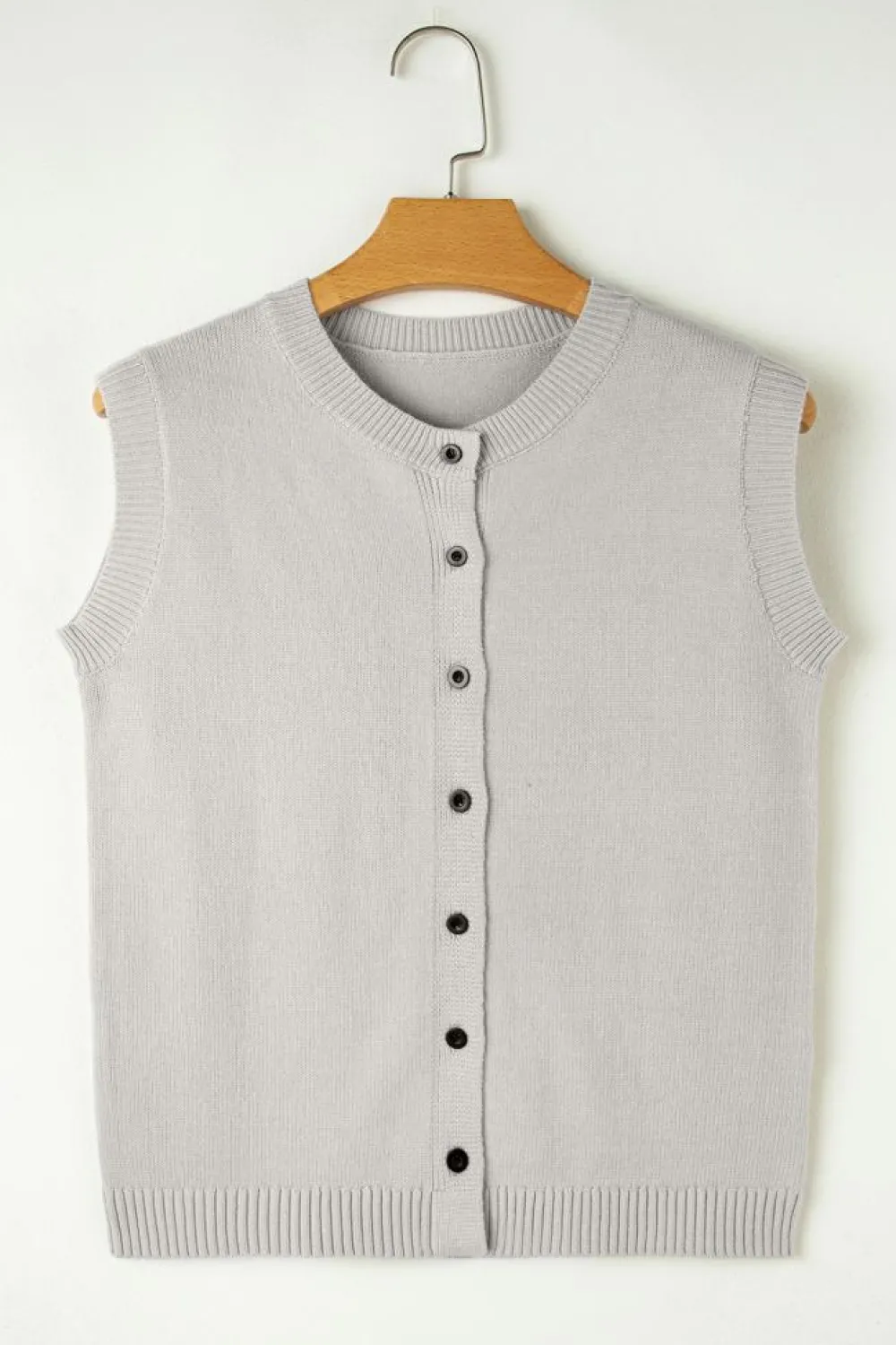 Best Dear-Lover Button Up O Neck Sweater Vest Jet Stream