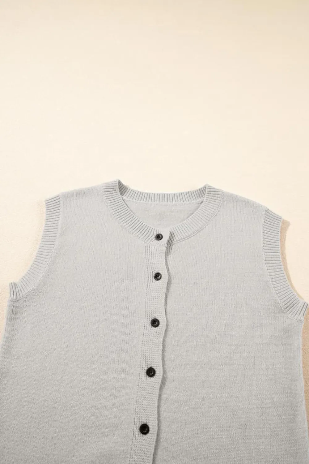 Best Dear-Lover Button Up O Neck Sweater Vest Jet Stream