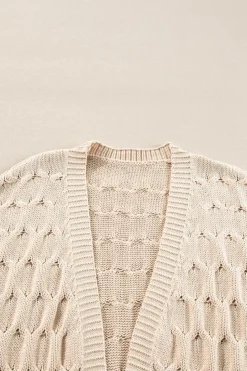 Best Dear-Lover Cable Knit Eyelet Side Pockets Baggy Cardigan Jet Stream