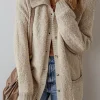 Sale Dear-Lover Collared Drop Shoulder Button Up Cardigan with Pocket Jet Stream