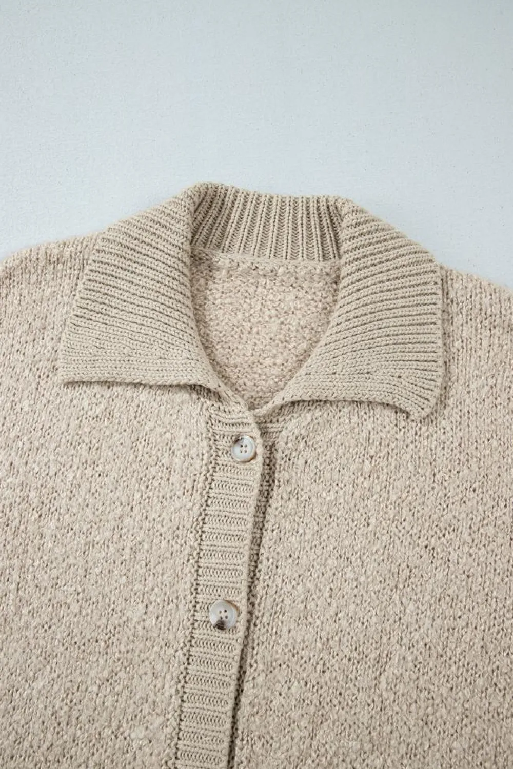 Sale Dear-Lover Collared Drop Shoulder Button Up Cardigan with Pocket Jet Stream