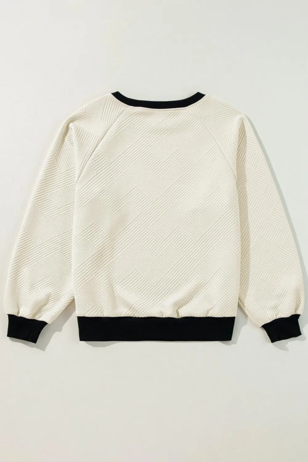 Outlet Dear-Lover Color Block Edge Raglan Sleeve Crew Neck Textured Top Jet Stream