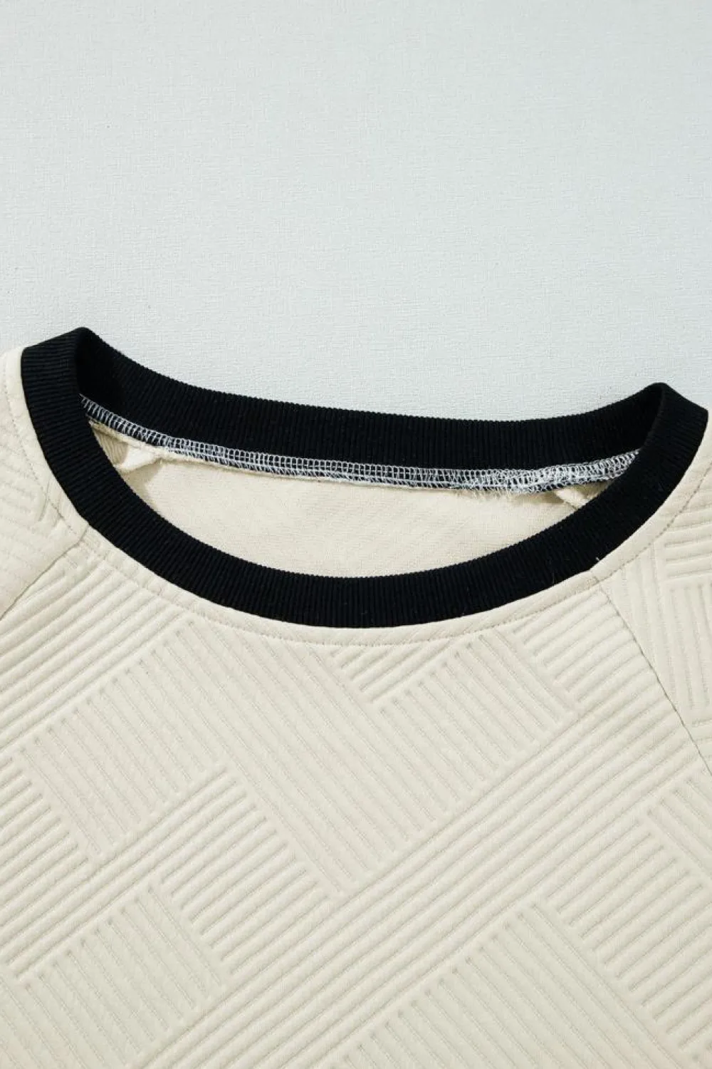 Outlet Dear-Lover Color Block Edge Raglan Sleeve Crew Neck Textured Top Jet Stream
