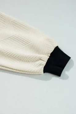 Outlet Dear-Lover Color Block Edge Raglan Sleeve Crew Neck Textured Top Jet Stream