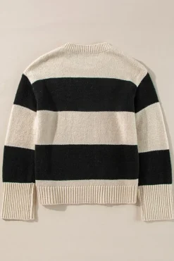 Hot Dear-Lover Colorblock Loose Pullover Sweater Jet Stream