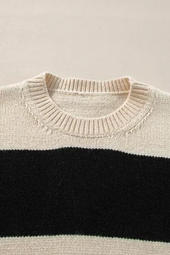 Hot Dear-Lover Colorblock Loose Pullover Sweater Jet Stream