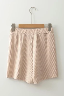Fashion Dear-Lover Corded Elastic High Waist Wrap Skort Jet Stream