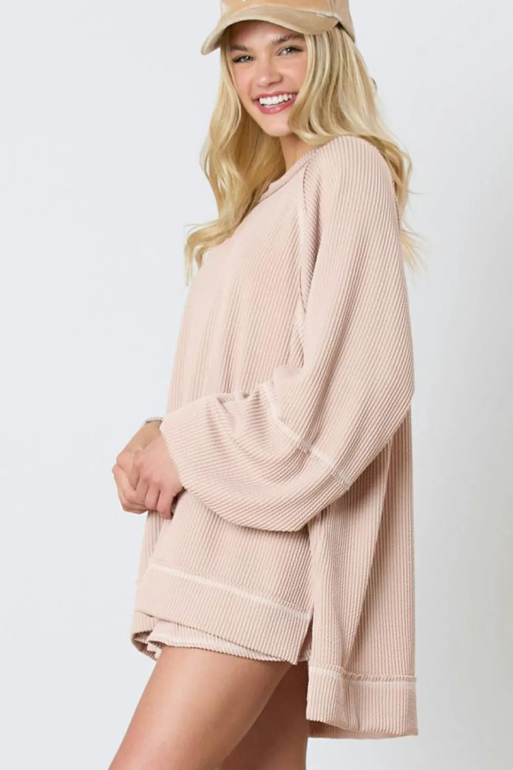 Discount Dear-Lover Corded Lantern Sleeve Top High Waist Ruffled Mini Skirt Set Jet Stream