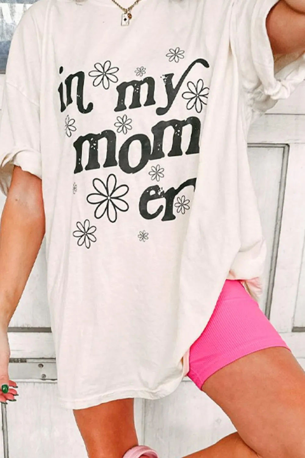 Hot Dear-Lover In My mom Era Graphic Loose Casual Tee Jet Stream