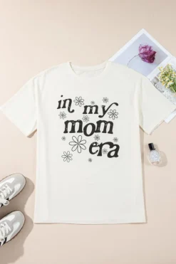 Hot Dear-Lover In My mom Era Graphic Loose Casual Tee Jet Stream
