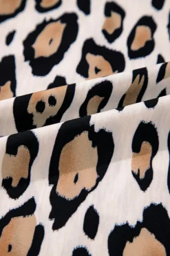 Clearance Dear-Lover Oversized Leopard Print Balloon Sleeve Casual Shirt Jet Stream