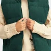 Fashion Dear-Lover Corduroy Stand Neck Zipped Puffer Vest Jungle Green