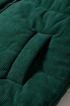 Fashion Dear-Lover Corduroy Stand Neck Zipped Puffer Vest Jungle Green