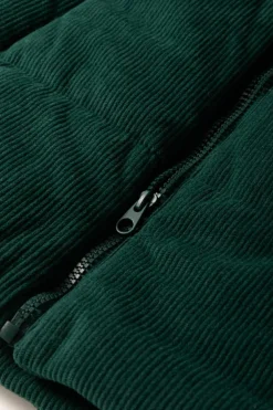 Fashion Dear-Lover Corduroy Stand Neck Zipped Puffer Vest Jungle Green