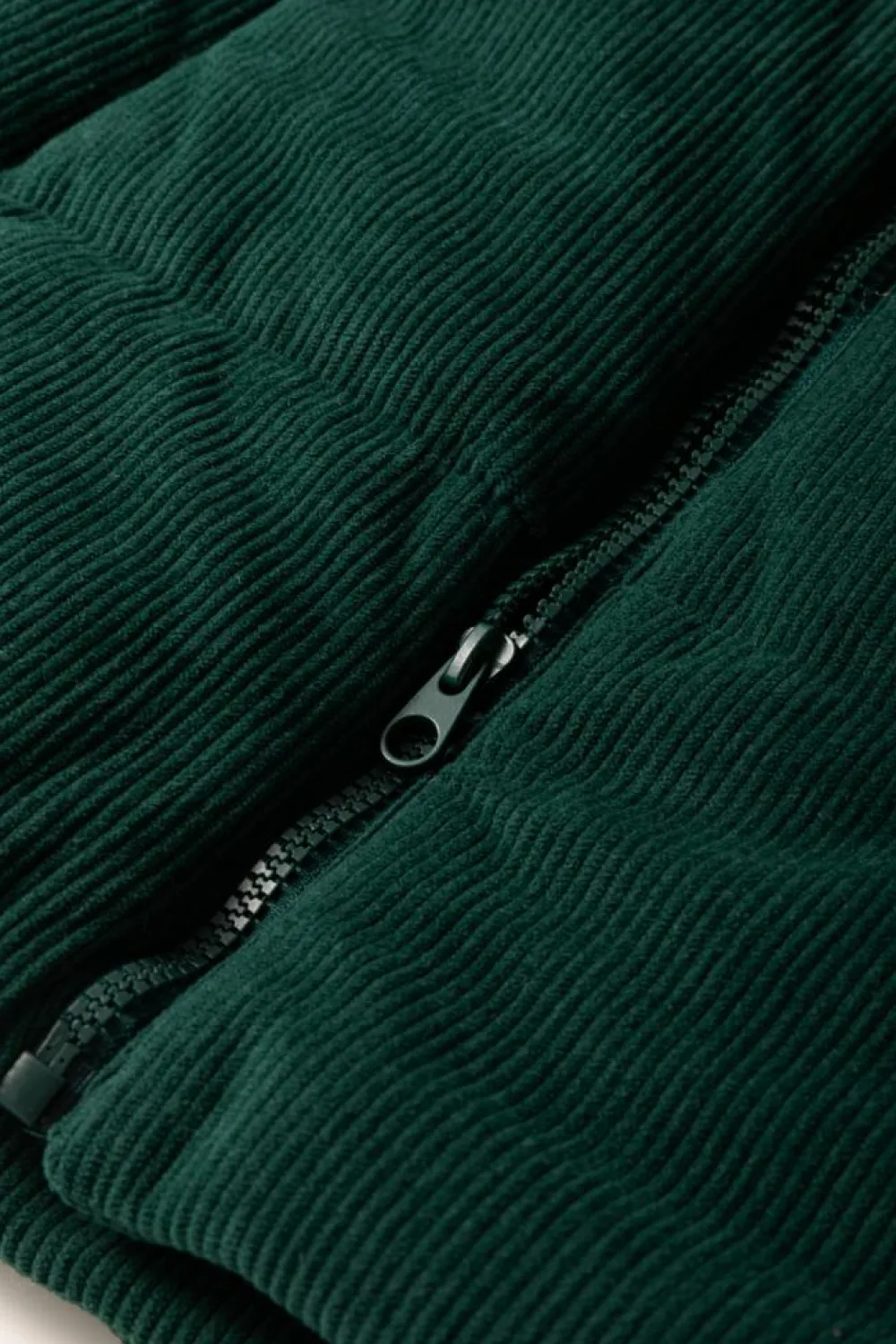 Fashion Dear-Lover Corduroy Stand Neck Zipped Puffer Vest Jungle Green