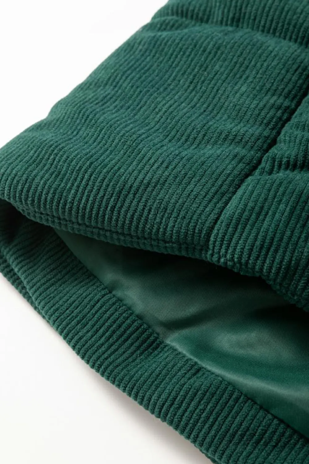 Fashion Dear-Lover Corduroy Stand Neck Zipped Puffer Vest Jungle Green