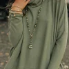 Clearance Dear-Lover Cowl Neck Shift Tunic Top Jungle Green