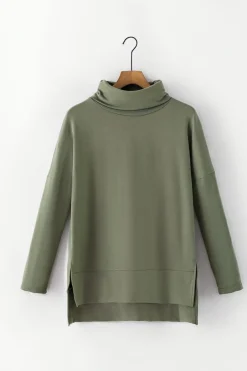 Clearance Dear-Lover Cowl Neck Shift Tunic Top Jungle Green