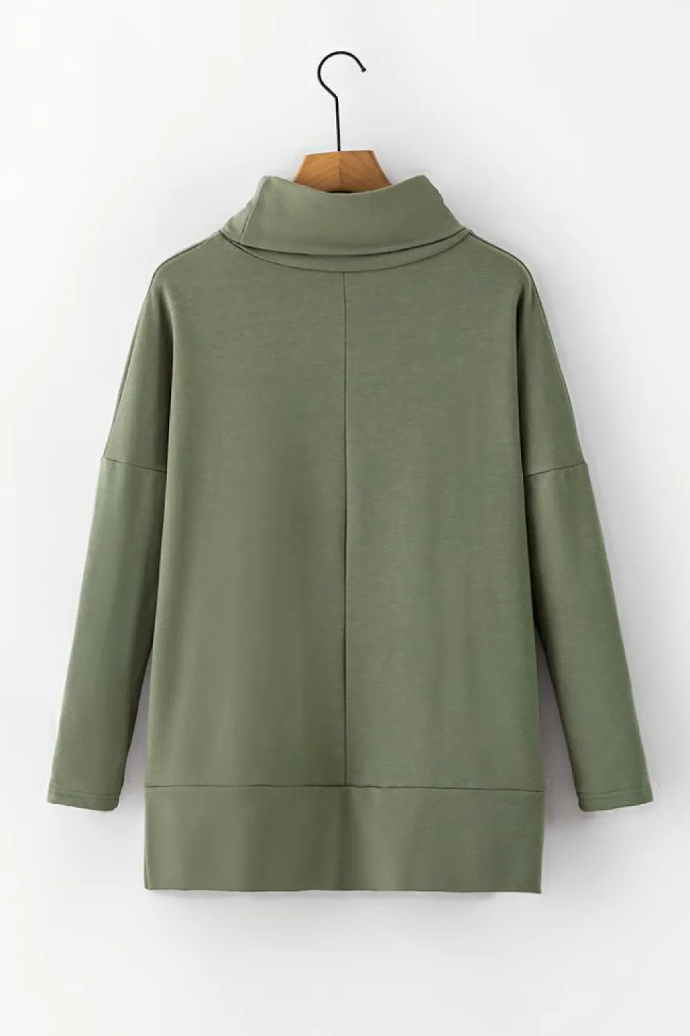 Clearance Dear-Lover Cowl Neck Shift Tunic Top Jungle Green