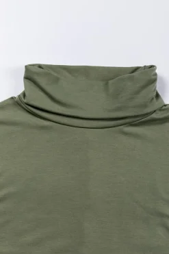Clearance Dear-Lover Cowl Neck Shift Tunic Top Jungle Green