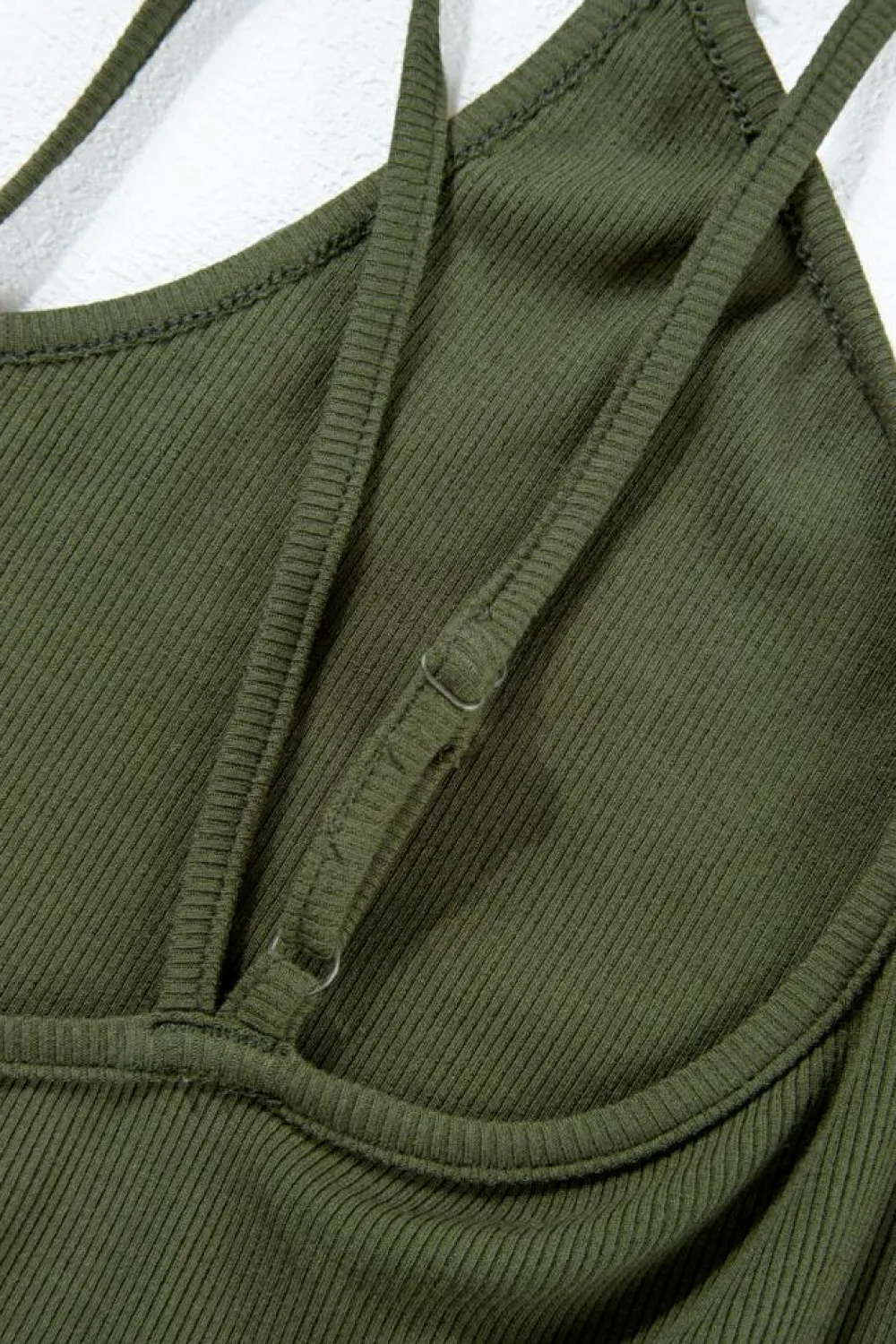 Hot Dear-Lover Exposed Seam Detail Double Straps Tank Top Jungle Green