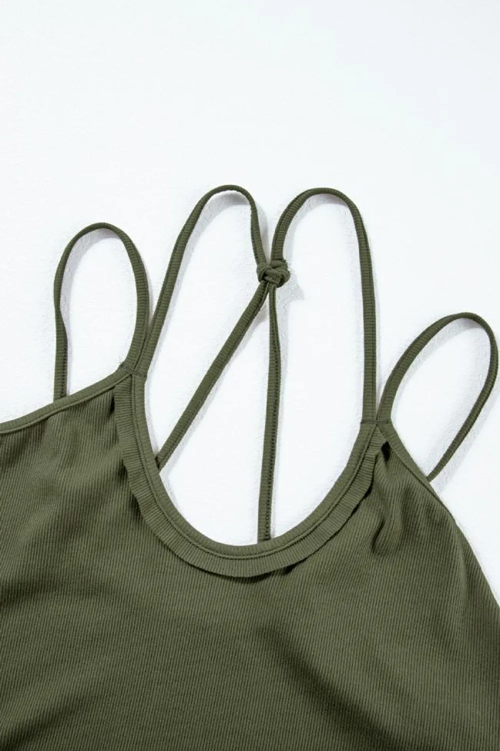 Hot Dear-Lover Exposed Seam Detail Double Straps Tank Top Jungle Green