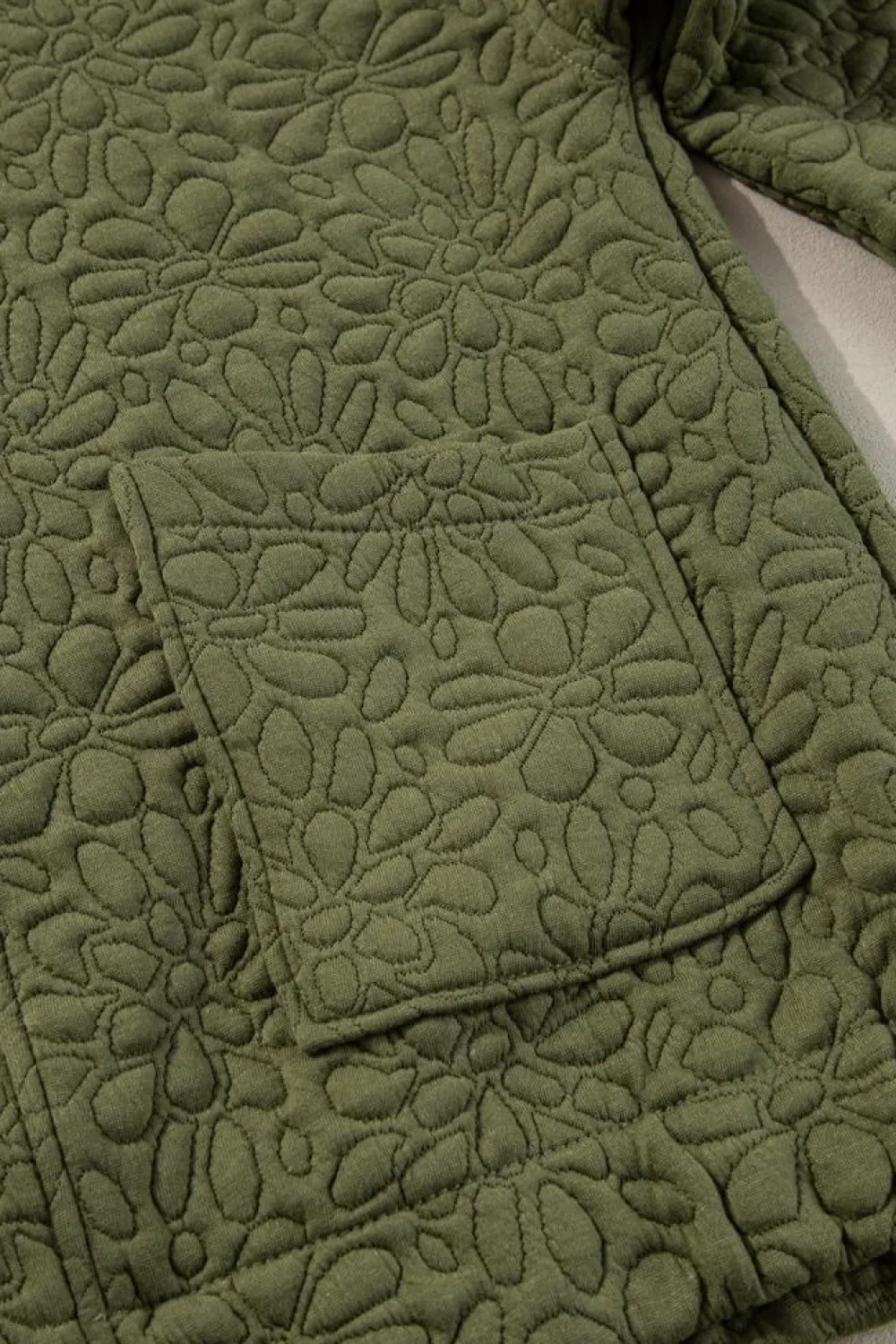 Best Dear-Lover Floral Quilted Jacket Jungle Green