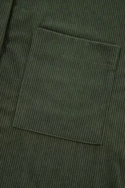 Outlet Dear-Lover Oversized Corduroy Contrast Hooded Shacket Jungle Green