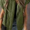 Outlet Dear-Lover Quilted Drawstring Hooded Zip Up Puffer Vest Jungle Green