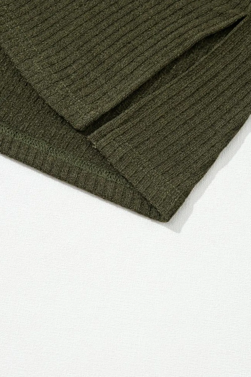 Online Dear-Lover Rib Textured Henley Knit Top Jungle Green