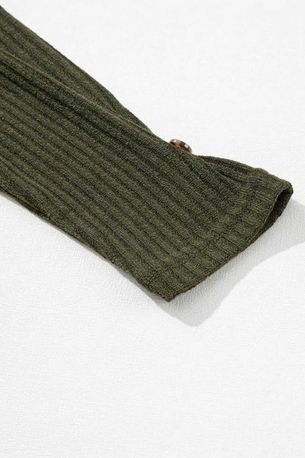Online Dear-Lover Rib Textured Henley Knit Top Jungle Green
