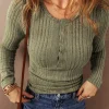 Best Dear-Lover Ribbed Knit Half Button Slim Fit Blouse Jungle Green