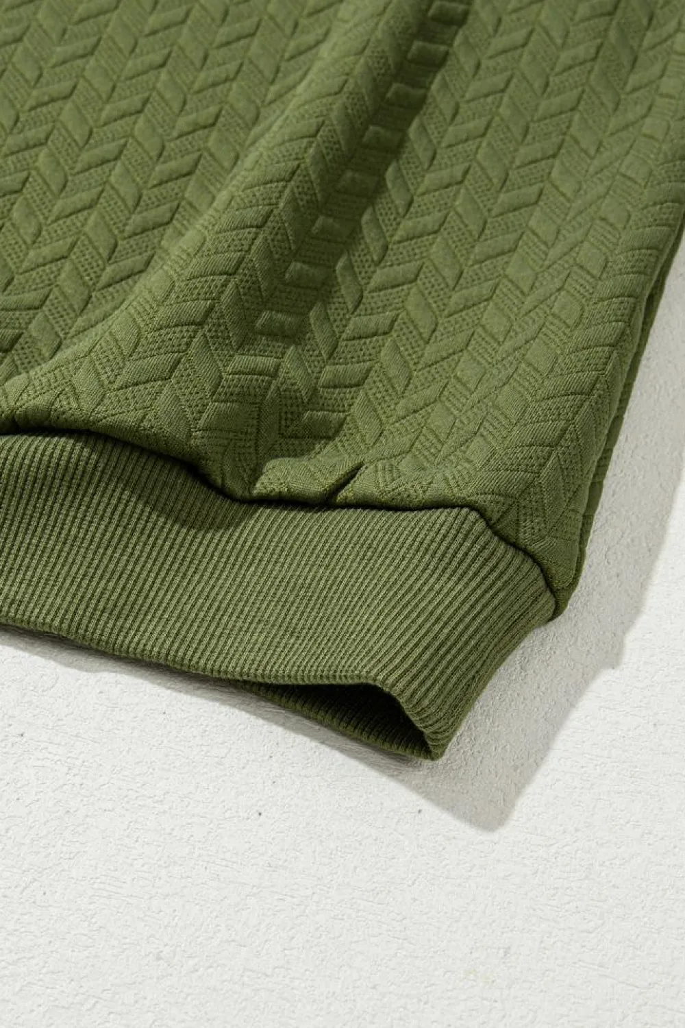 New Dear-Lover Solid Textured Raglan Sleeve Pullover Sweatshirt Jungle Green