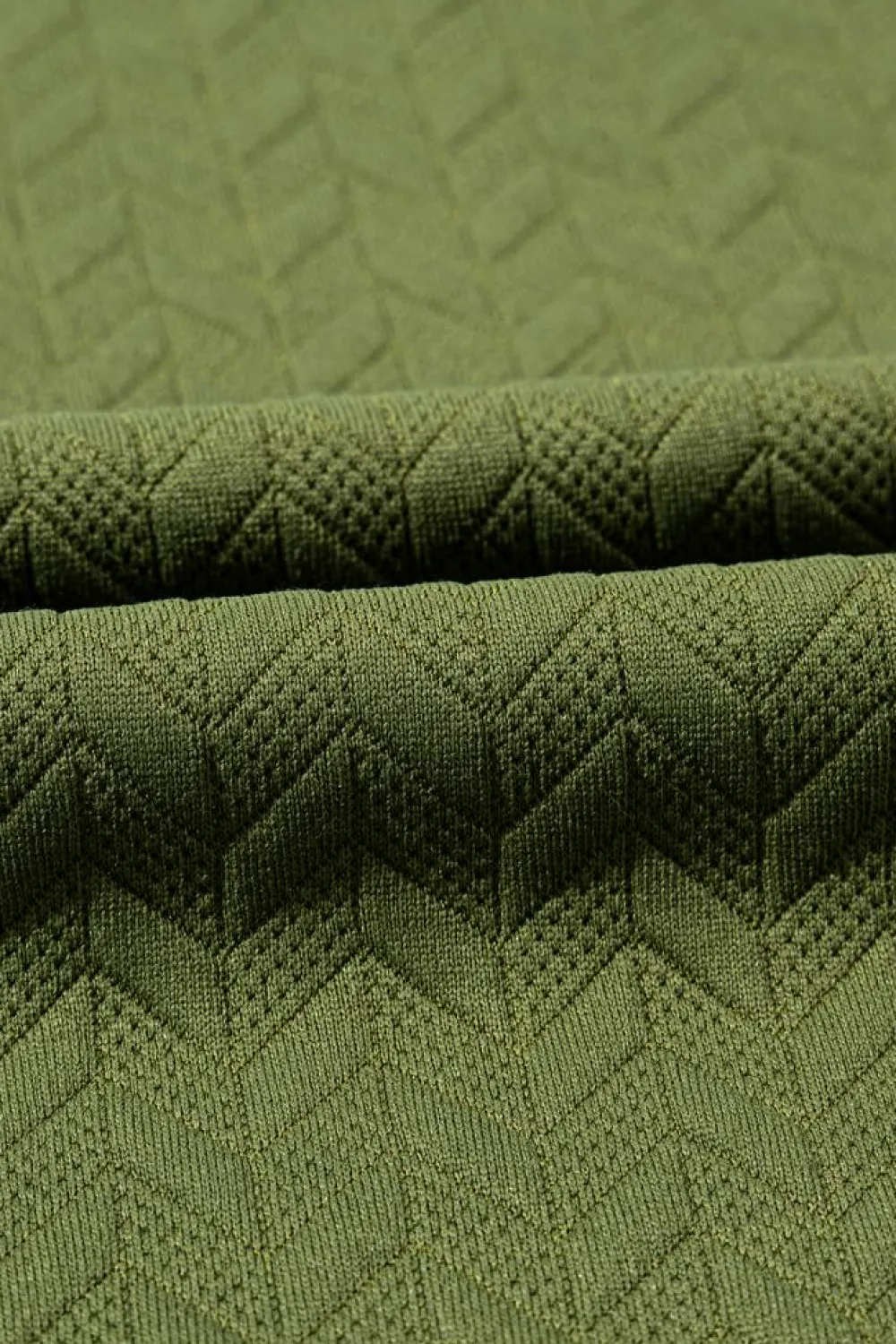 New Dear-Lover Solid Textured Raglan Sleeve Pullover Sweatshirt Jungle Green