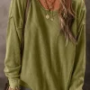 Hot Dear-Lover Textured Seamed Drop Sleeve Sweatshirt Jungle Green