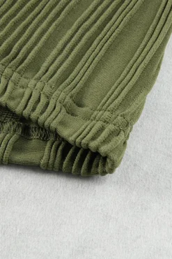 Clearance Dear-Lover Wavy Texture Cap Sleeve Top Jungle Green