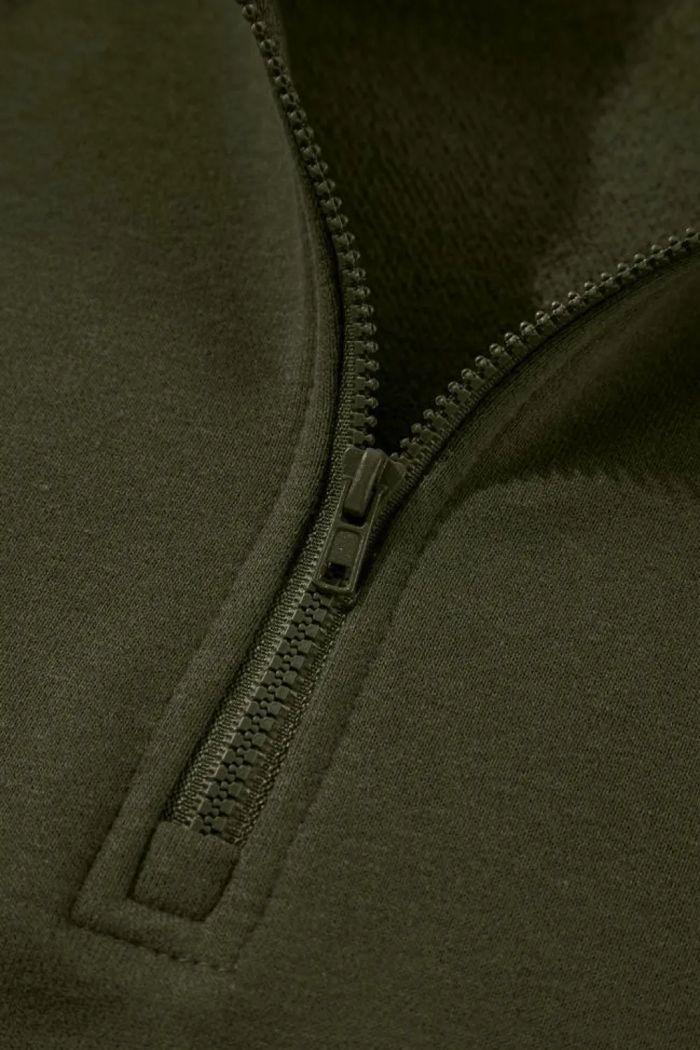 Hot Dear-Lover Zipped Neck Pullover Drop Shoulder Sweatshirt Jungle Green