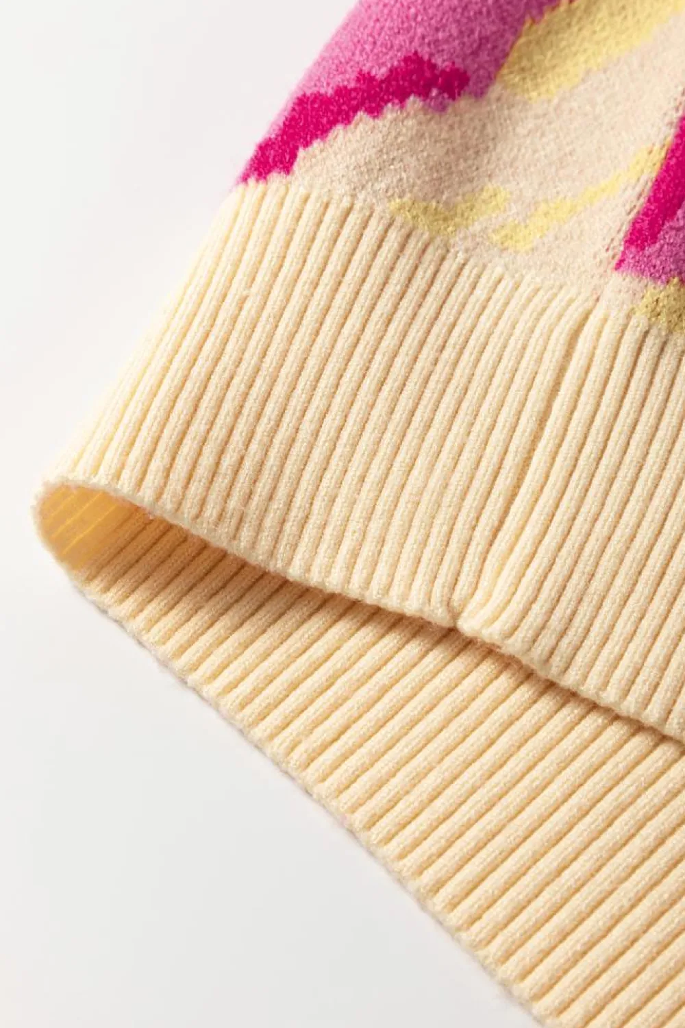 Best Dear-Lover Abstract Print Colorblock Balloon Sleeve Sweater Khaki