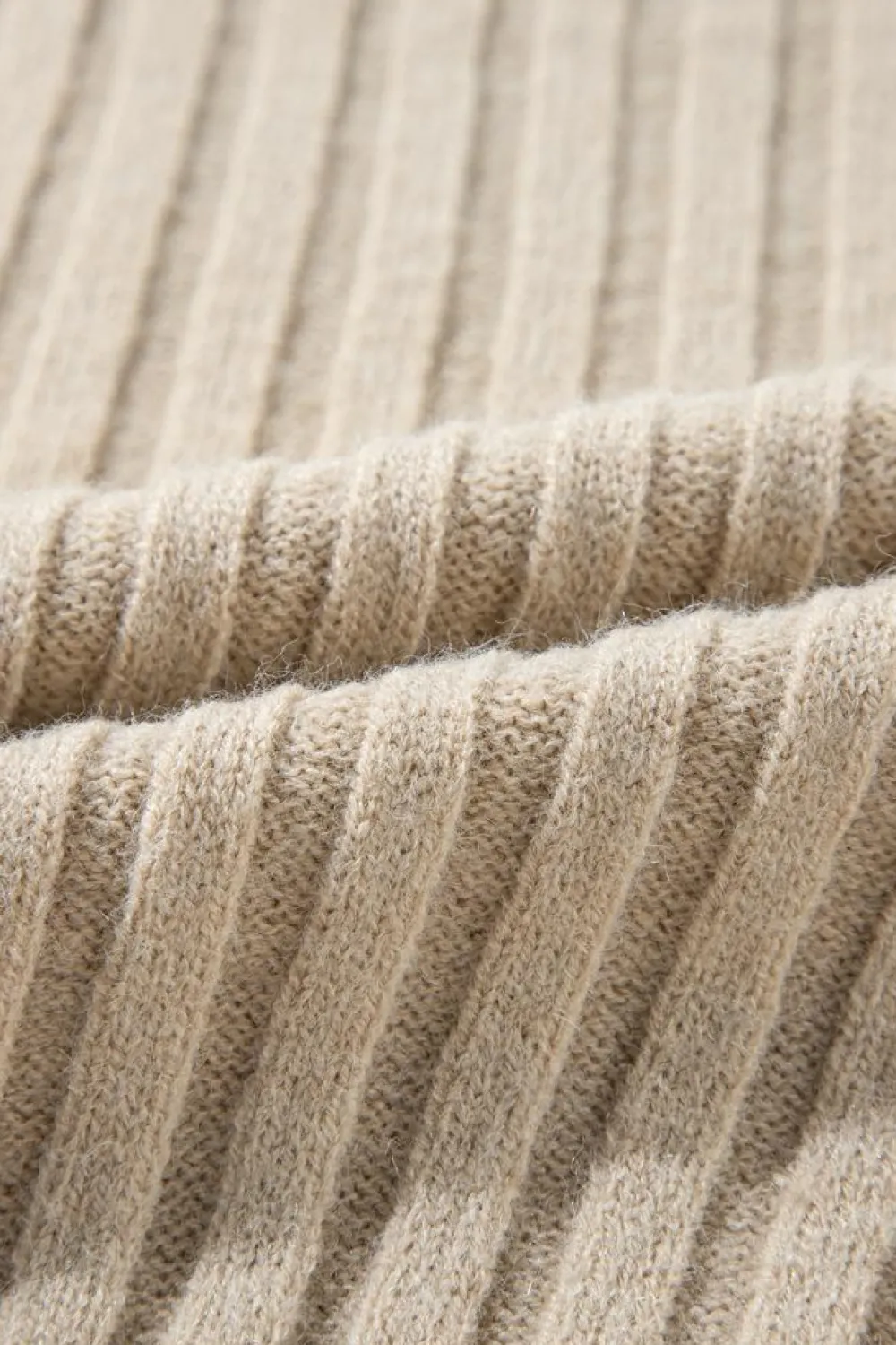 Best Dear-Lover Cable Knit Colorblock Crew Neck Drop Shoulder Sweater Khaki